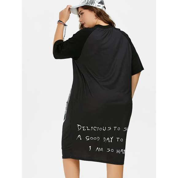 ♠ Plus Size Graffiti Baggy Graphic T-Shirt Dress ♠ - Picture 5 of 8